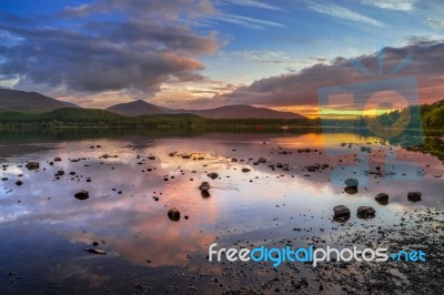 Loch Morlich At Sunset Stock Photo