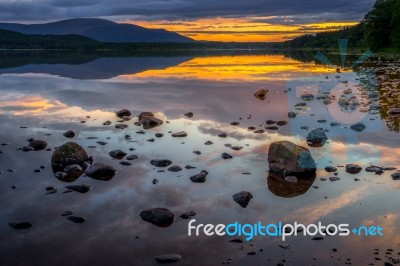 Loch Morlich At Sunset Stock Photo