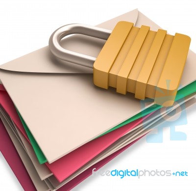 Lock Over Letters Showing Post Office Security Stock Image