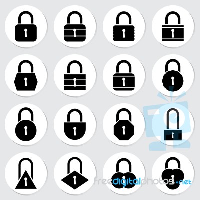 Lock Sticker Icon Set  Illustration Stock Image