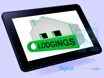 Lodgings House Tablet Means Room Or Apartment Available Stock Image