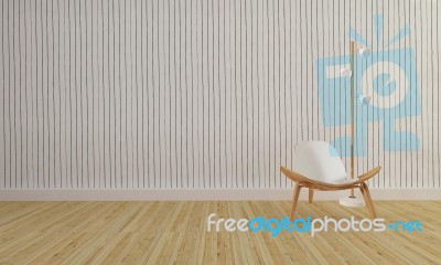 Loft And Simple Living Room With Chair And Wall Background-3d Re… Stock Image