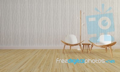 Loft And Simple Living Room With Chair And Wall Background-3d Re… Stock Image