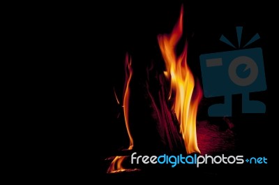 Log In Fire Stock Photo