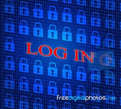 Log In Indicates World Wide Web And Encryption Stock Image