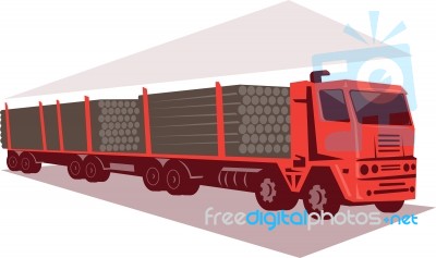 Logging Truck And Trailer Retro Stock Image