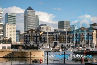 London - February 12 : Canary Wharf And Other Buildings In Dockl… Stock Photo