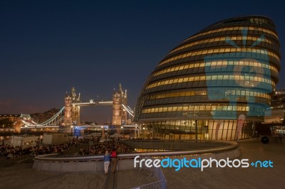 London Hall With Background Tower Bridge Stock Photo