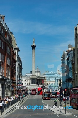 London - July 27 : View Towards Trafalgar Square In London On Ju… Stock Photo