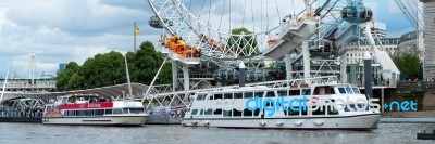 London - July 30 : Boats Under The London Eye In London On July Stock Photo