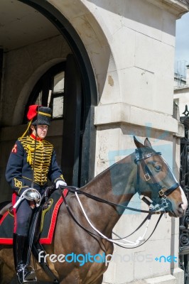 London - July 30 : Kings Troop Royal Horse Artillery In Whitehal… Stock Photo