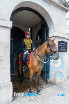 London - July 30 : Kings Troop Royal Horse Artillery In Whitehal… Stock Photo