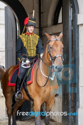 London - July 30 : Kings Troop Royal Horse Artillery In Whitehal… Stock Photo