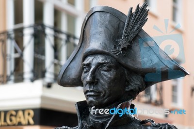 London - July 30 : Statue Of Nelson In  London On July 30, 2017 Stock Photo