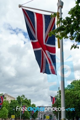 London - July 30 : Union Jack At The Ride London Event In London… Stock Photo