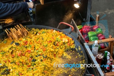 London - November 3 : Paella For Sale In Covent Garden  London O… Stock Photo