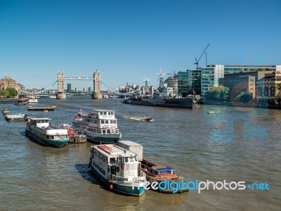 London, Uk - June 14 : View Down The River Thames In London On J… Stock Photo