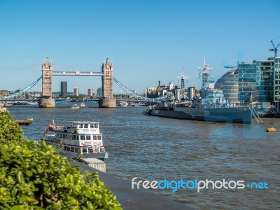 London, Uk - June 14 : View Down The River Thames In London On J… Stock Photo