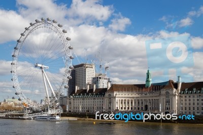 London/uk - March 21 : View Of The London Eye And Buildings Alon… Stock Photo