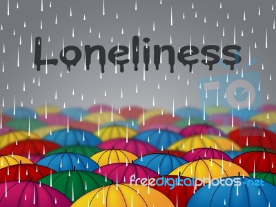 Loneliness Rain Shows Outcast Lonely And Rejected Stock Image