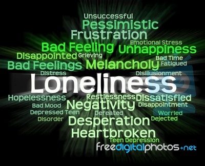 Loneliness Word Shows Unwanted Wordcloud And Wordclouds Stock Image