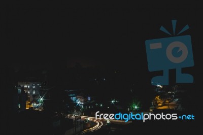 Long Exposure Shot Of A City Street In India Stock Photo