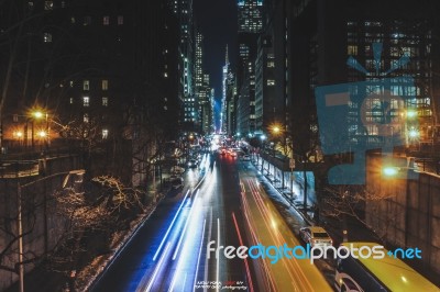 Long Exposure X 42nd Street, Manhattan, Ny Stock Photo