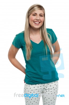 Long Haired Blonde Teen Girl In Casuals Stock Photo