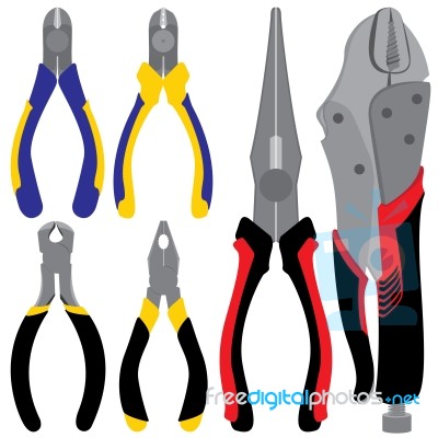 Long Nose Pliers. Cutting Pliers Design Isolated On White Background Stock Image