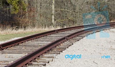 Long Old Rusty Railway Stock Photo