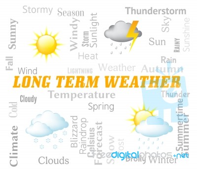 Long Term Weather Shows Meteorological Conditions Forecast Stock Image