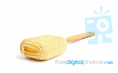 Loofah Long Handled Back Brush On White Back Ground Stock Photo