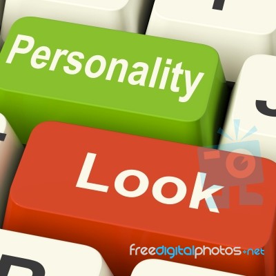 Look Personality Keys Shows Character Or Superficial Stock Image