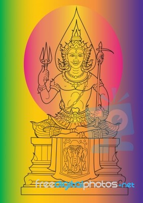 Lord Indra In Thai Pattern Stock Image