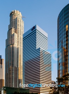 Los Angeles, California/usa - July 28 : Skyscrapers In The Finan… Stock Photo