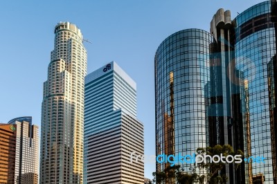 Los Angeles, California/usa - July 28 : Skyscrapers In The Finan… Stock Photo