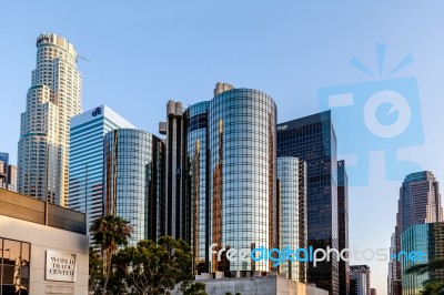 Los Angeles, California/usa - July 28 : Skyscrapers In The Finan… Stock Photo