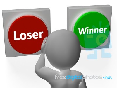 Loser Winner Buttons Show Gambler Or Loser Stock Image