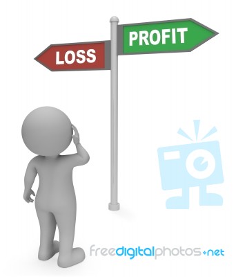 Loss Profit Sign Shows Earn Profit 3d Rendering Stock Image