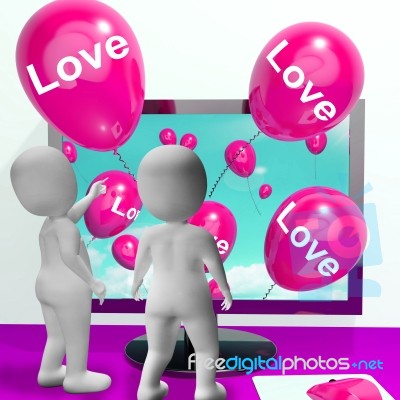 Love Balloons Show Online Fondness And Affectionate Greetings Stock Image