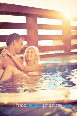 Love By The Pool Stock Photo