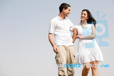 Love Couple Walk Stock Photo