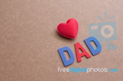 Love Dad,fathers Day Background With Red Heart Shape And Letter Stock Photo