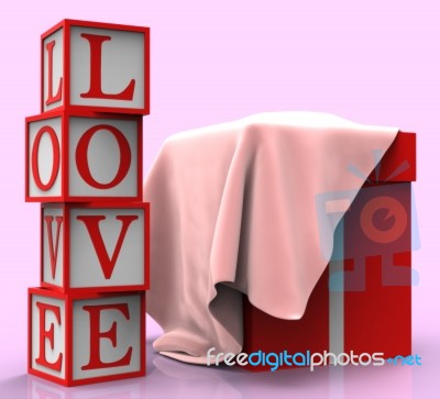 Love Giftbox Represents Compassionate Package And Fondness Stock Image