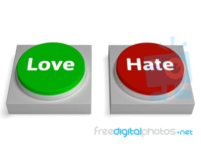 Love Hate Buttons Shows Appraise Or Hateful Stock Image