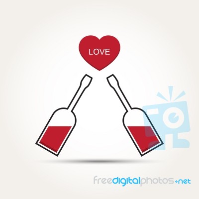  Love Heart Couple Bottle Stock Image