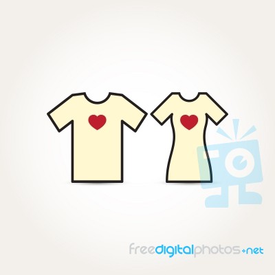  Love Heart Couple Shirt Stock Image