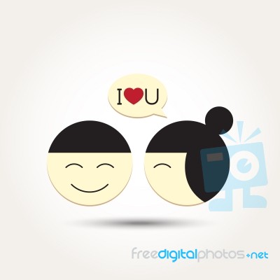  Love Heart Couple With Bubble Talk Stock Image