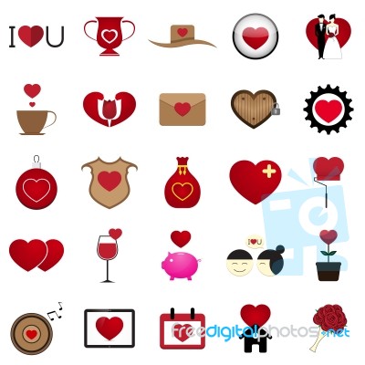  Love Heart Illustration Set Stock Image