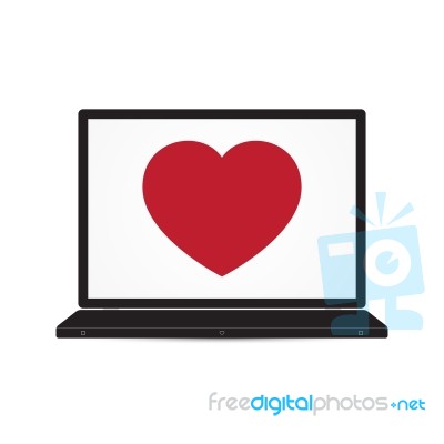  Love Heart Laptop Computer Stock Image